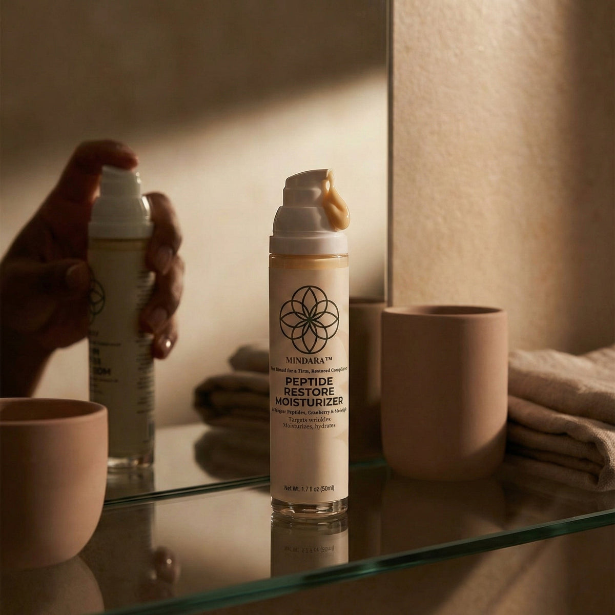 Retinol and peptide skincare routine for mature skin