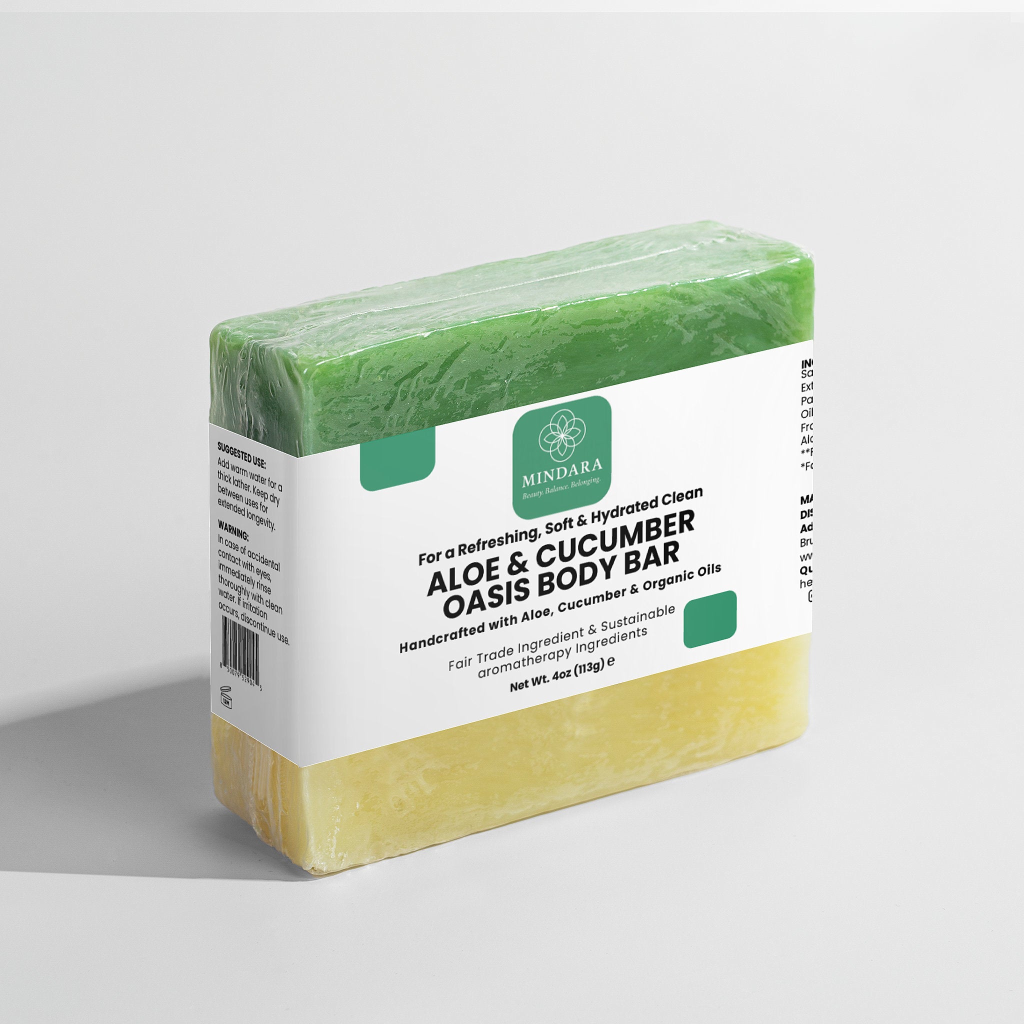 Mindara Aloe & Cucumber Oasis Soap | Handcrafted, Fair Trade Body Bar - My Store