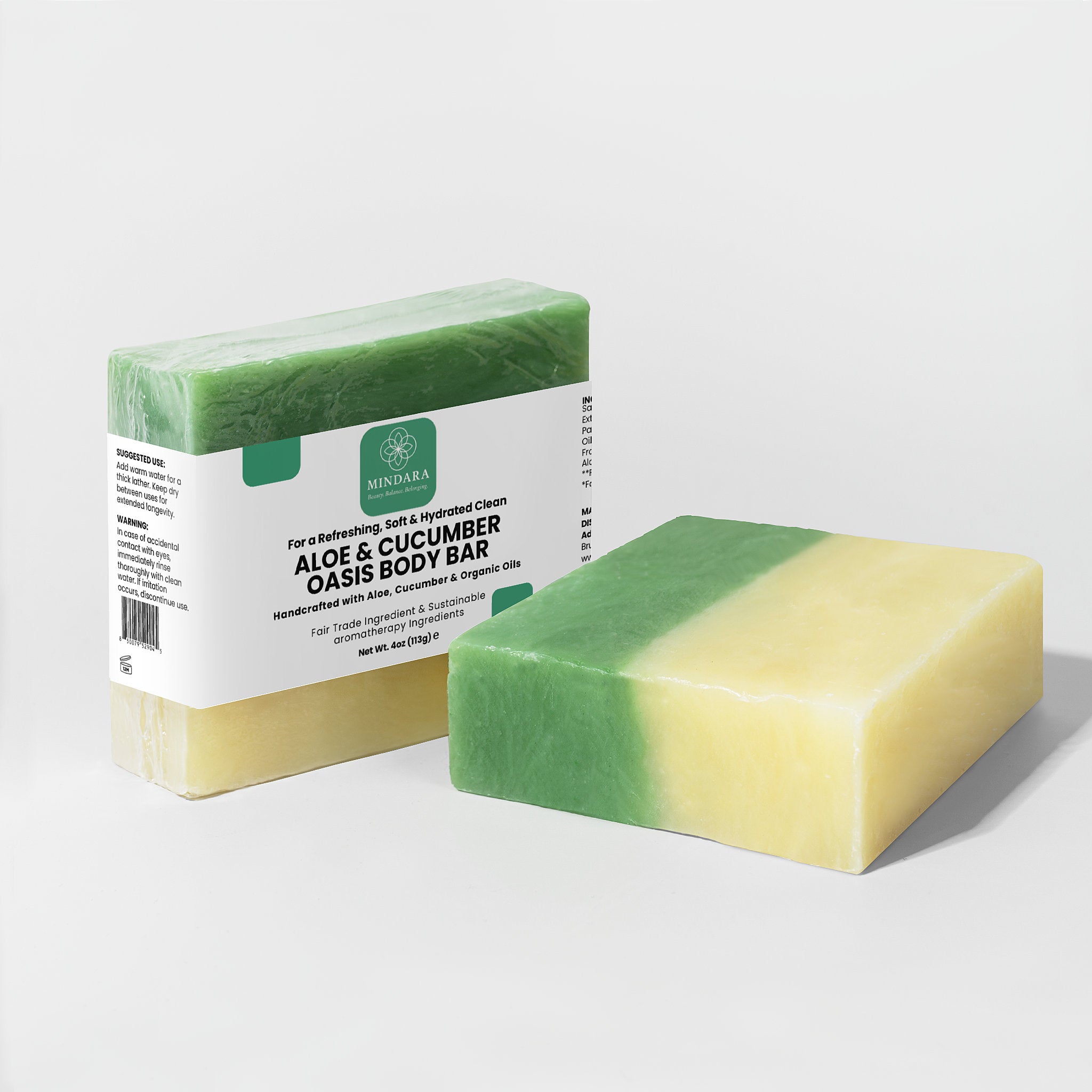 Mindara Aloe & Cucumber Oasis Soap | Handcrafted, Fair Trade Body Bar - My Store