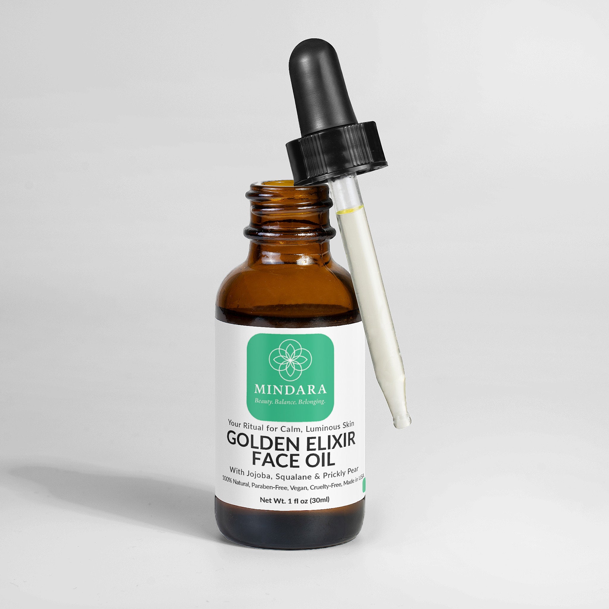 Mindara Golden Elixir Face Oil | With Jojoba, Squalane & Prickly Pear - My Store