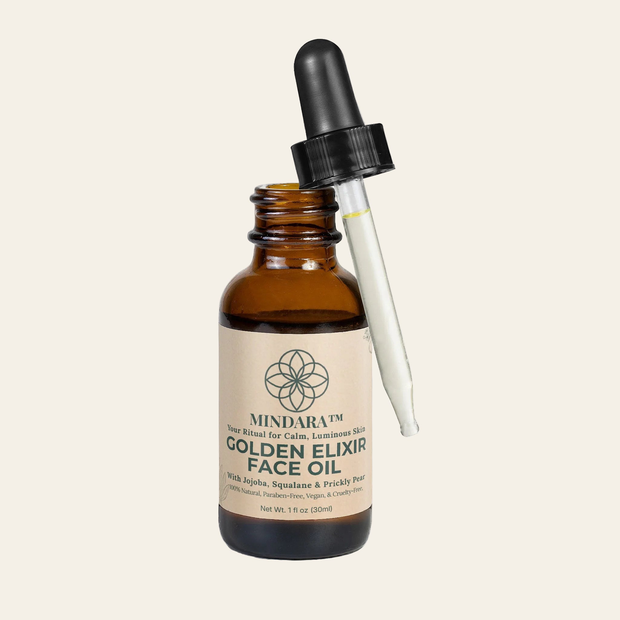 Mindara Golden Elixir Face Oil | With Jojoba, Squalane & Prickly Pear - Mymindara.com