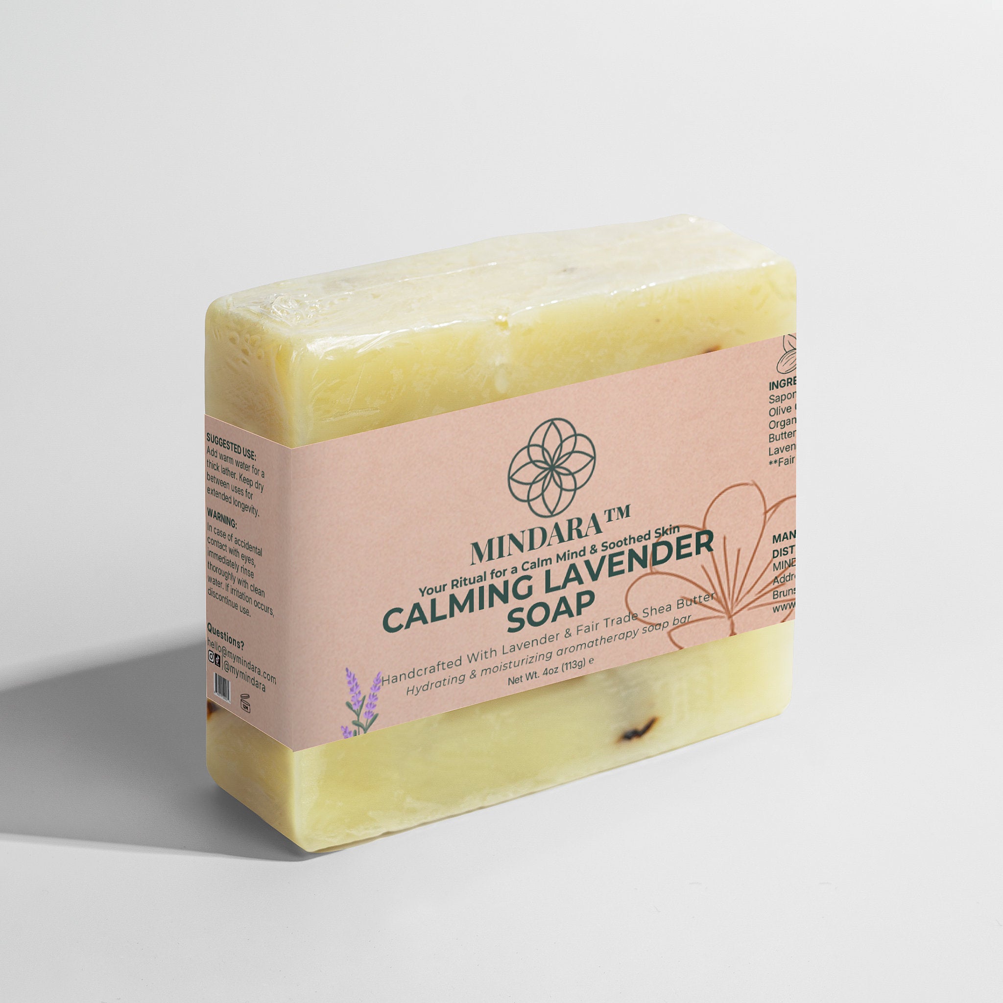 Mindara Serenity Calming Lavender Bar Soap | Calming Lavender & Fair Trade Shea Butter - Mymindara.com