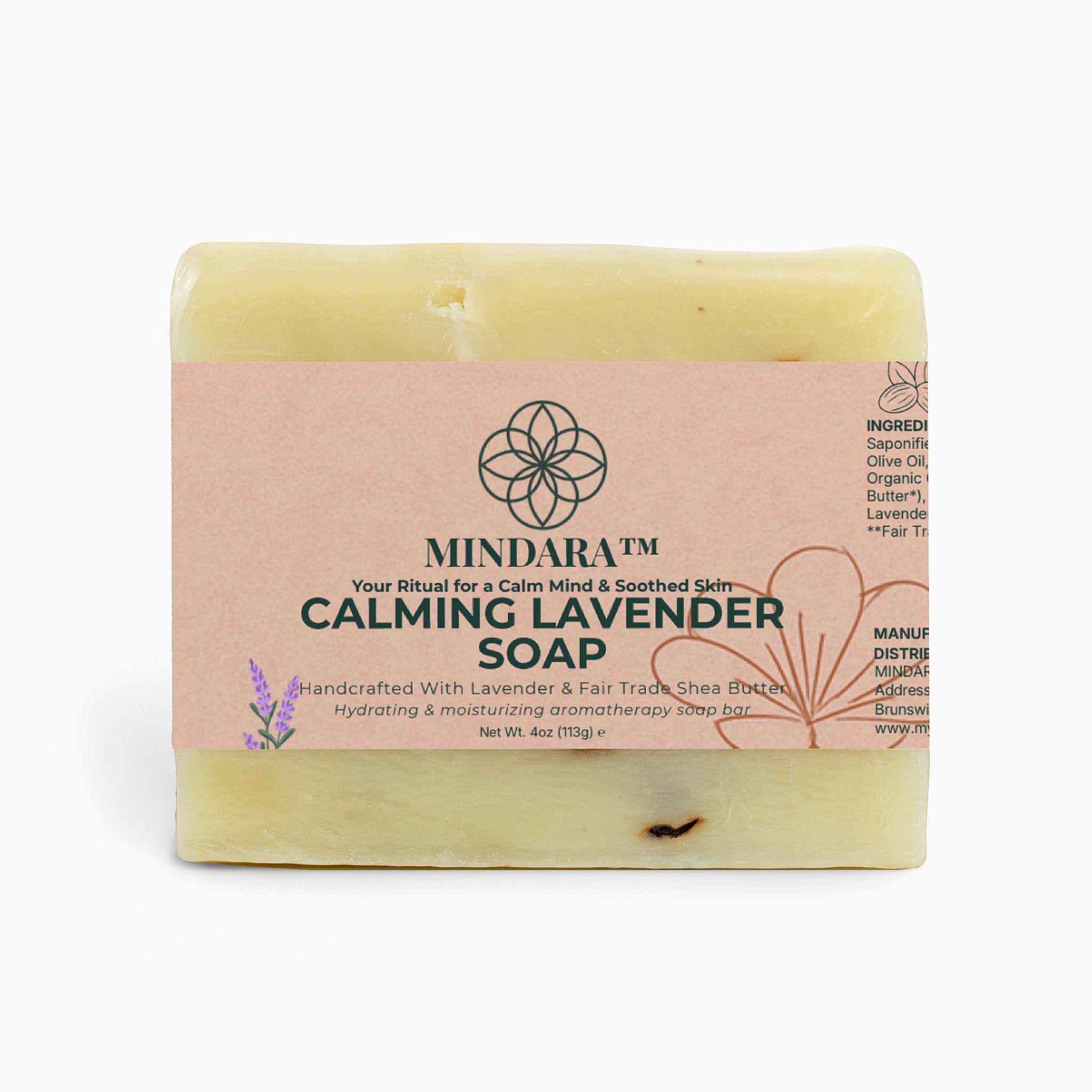 Mindara Serenity Calming Lavender Bar Soap | Calming Lavender & Fair Trade Shea Butter - Mymindara.com