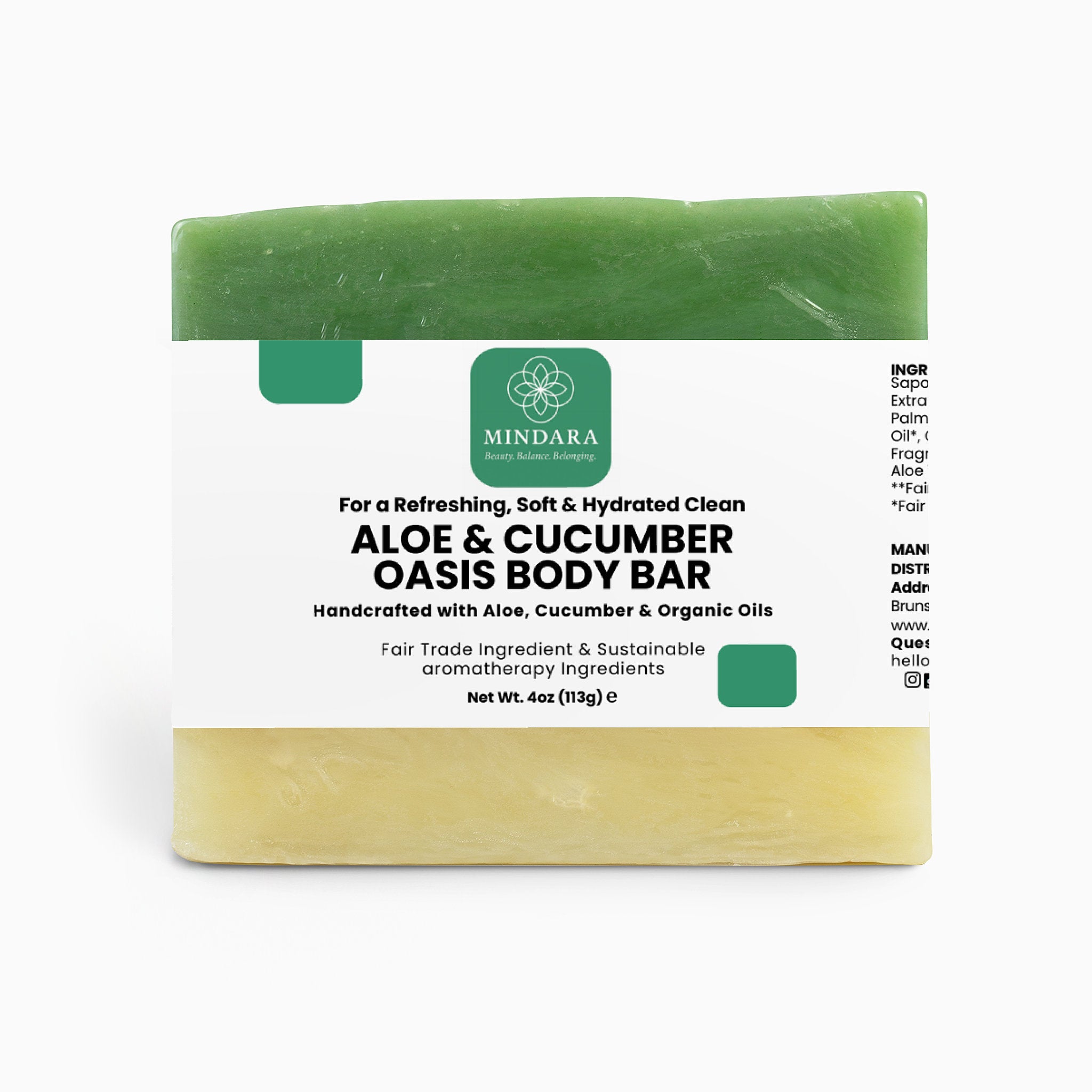 Mindara Aloe & Cucumber Oasis Soap | Handcrafted, Fair Trade Body Bar - My Store