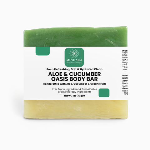 Mindara Aloe & Cucumber Oasis Soap | Handcrafted, Fair Trade Body Bar