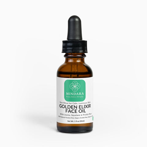 Mindara Golden Elixir Face Oil | With Jojoba, Squalane & Prickly Pear