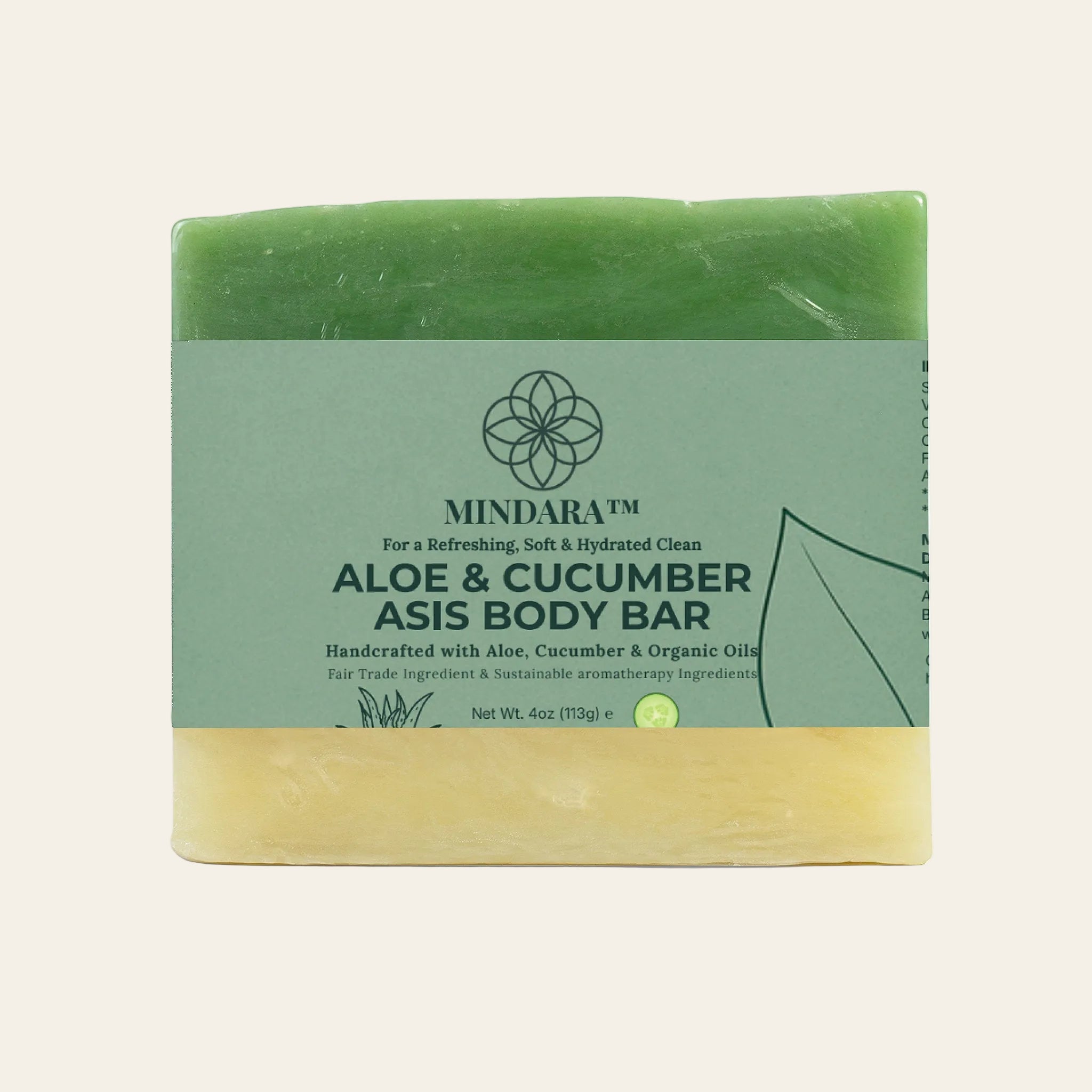 Mindara Aloe & Cucumber Oasis Soap | Handcrafted, Fair Trade Body Bar - Mymindara.com