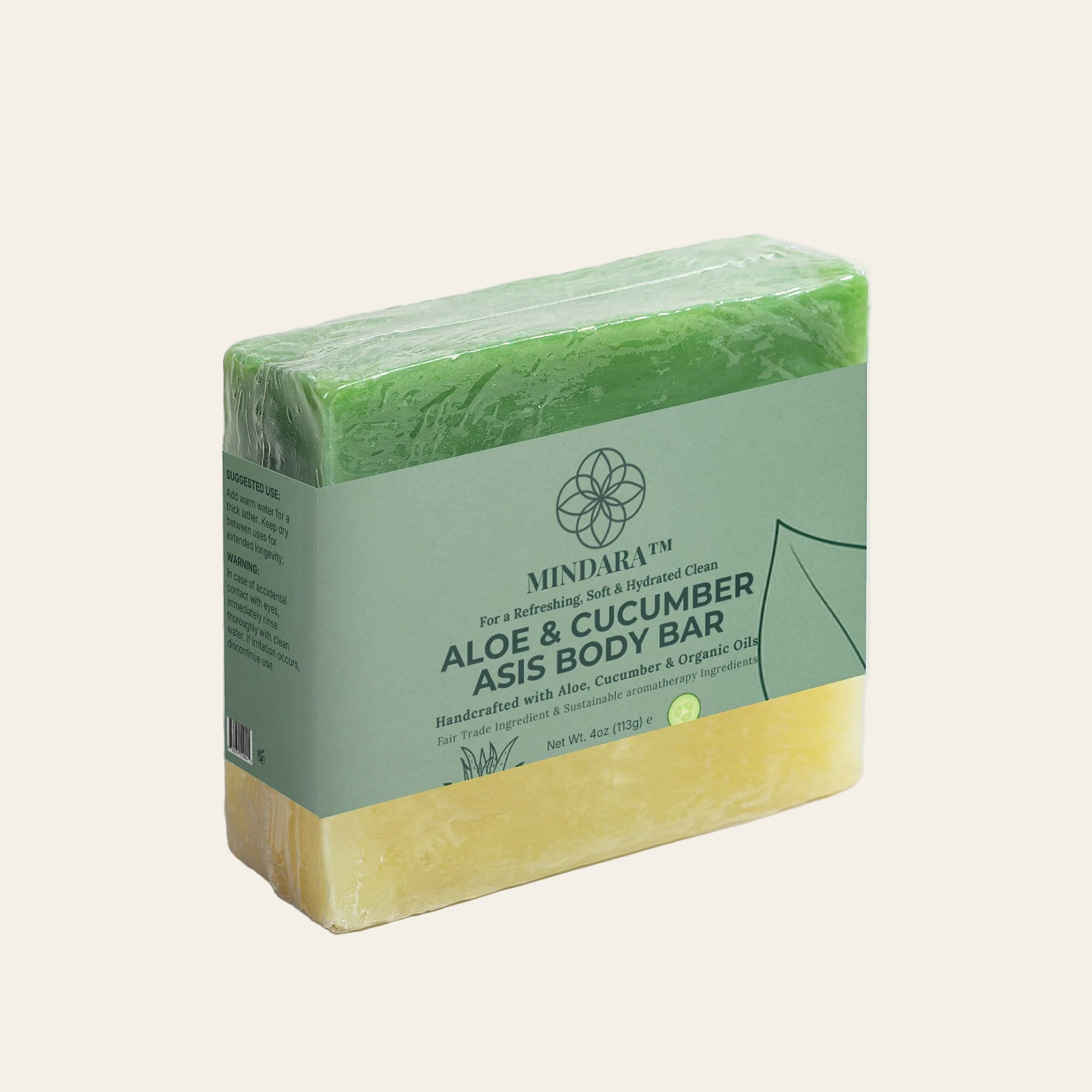 Mindara Aloe & Cucumber Oasis Soap | Handcrafted, Fair Trade Body Bar - Mymindara.com