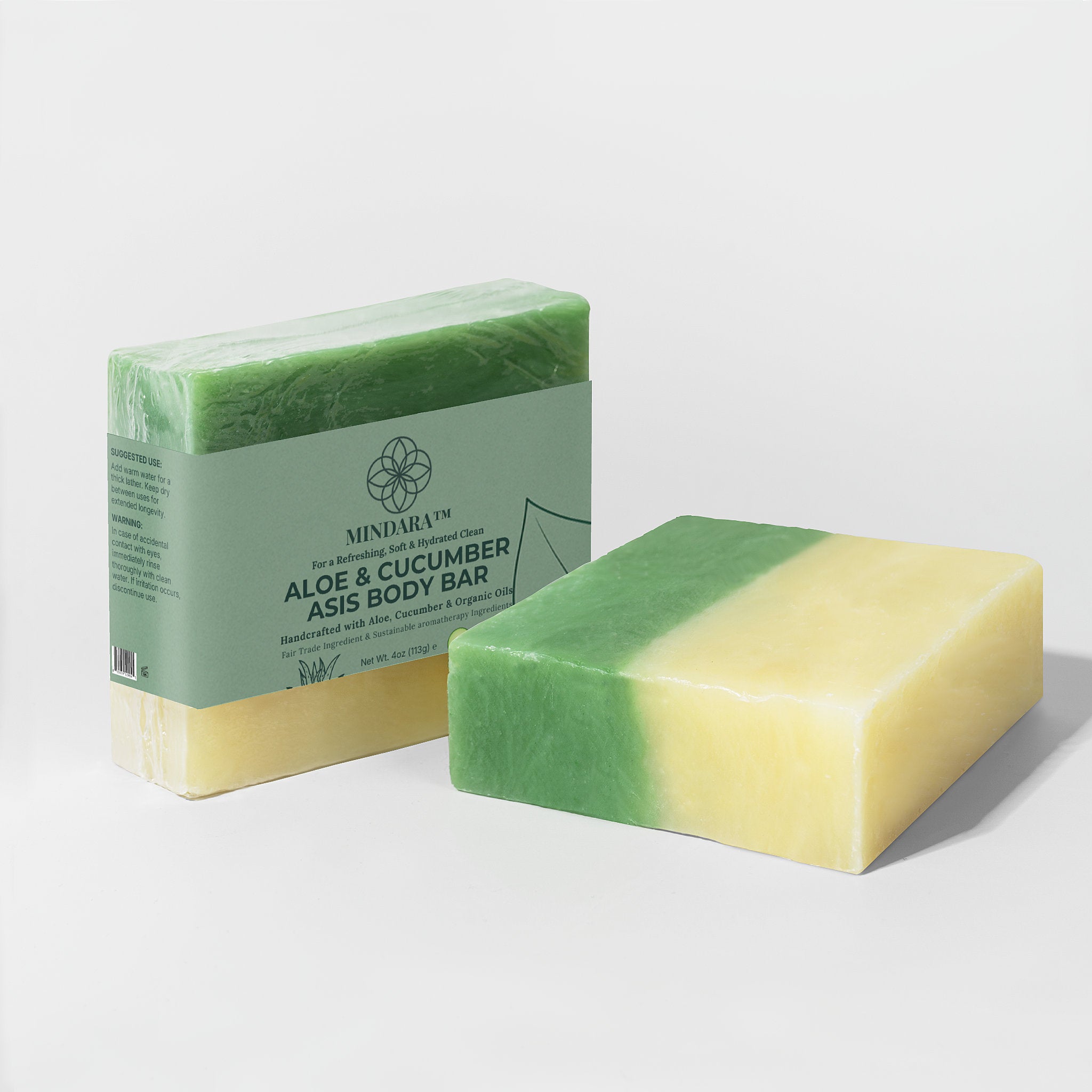 Mindara Aloe & Cucumber Oasis Soap | Handcrafted, Fair Trade Body Bar - Mymindara.com
