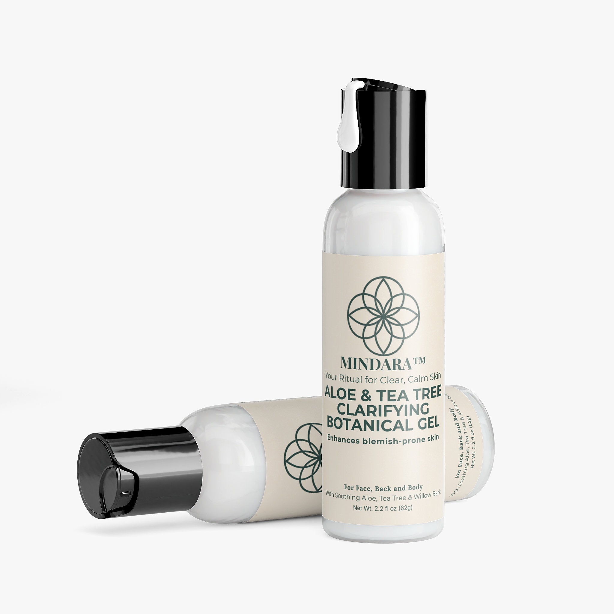 Clarifying Botanical Gel | Aloe & Tea Tree Radiance Gel for Blemish - Prone Skin | by Mindara - Mymindara.com