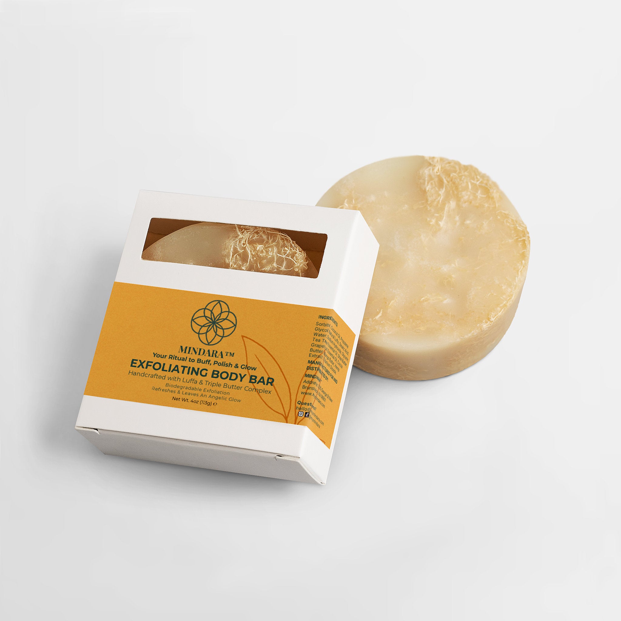 Mindara Exfoliating Body Bar | Handcrafted with Luffa & Triple Butter - Mymindara.com