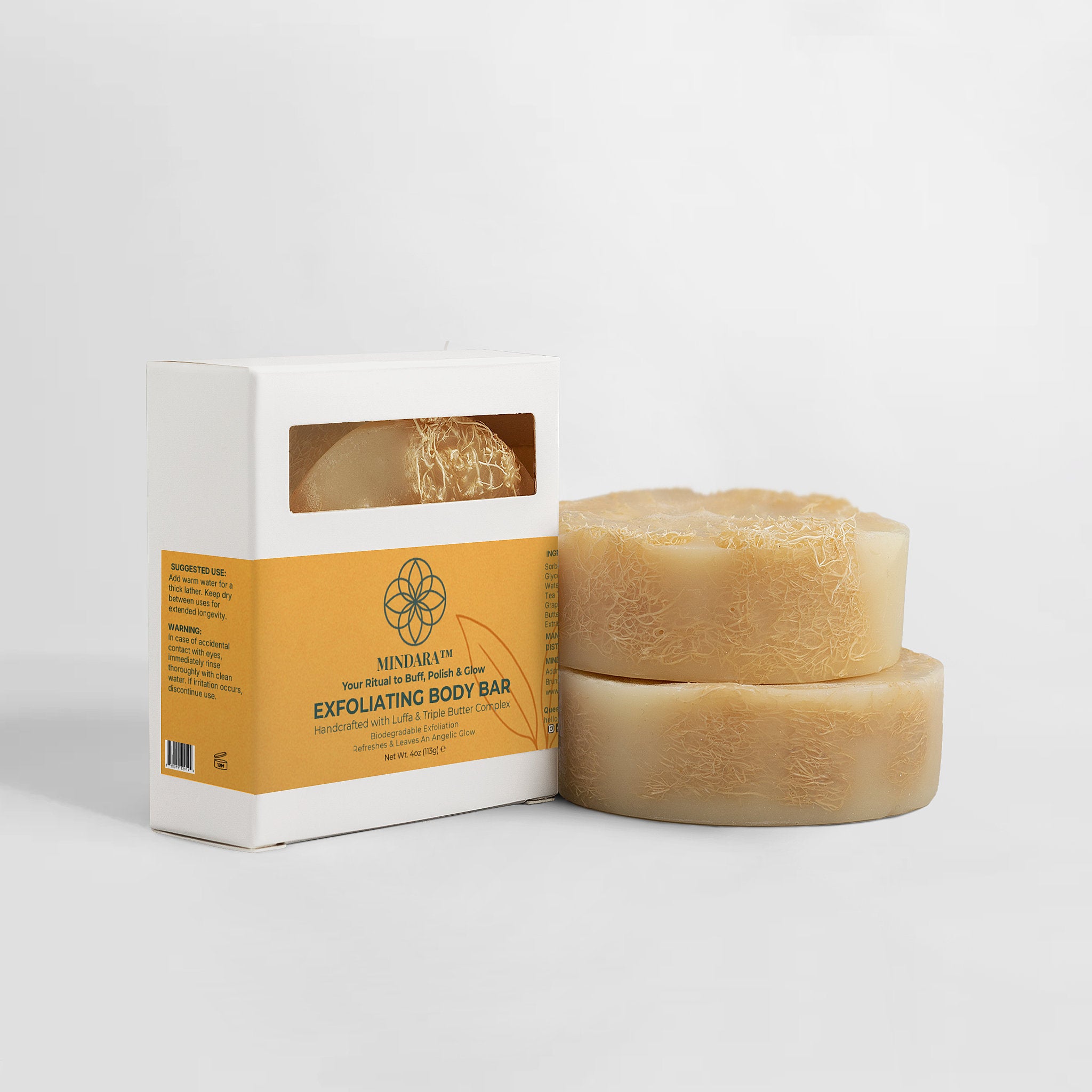 Mindara Exfoliating Body Bar | Handcrafted with Luffa & Triple Butter - Mymindara.com