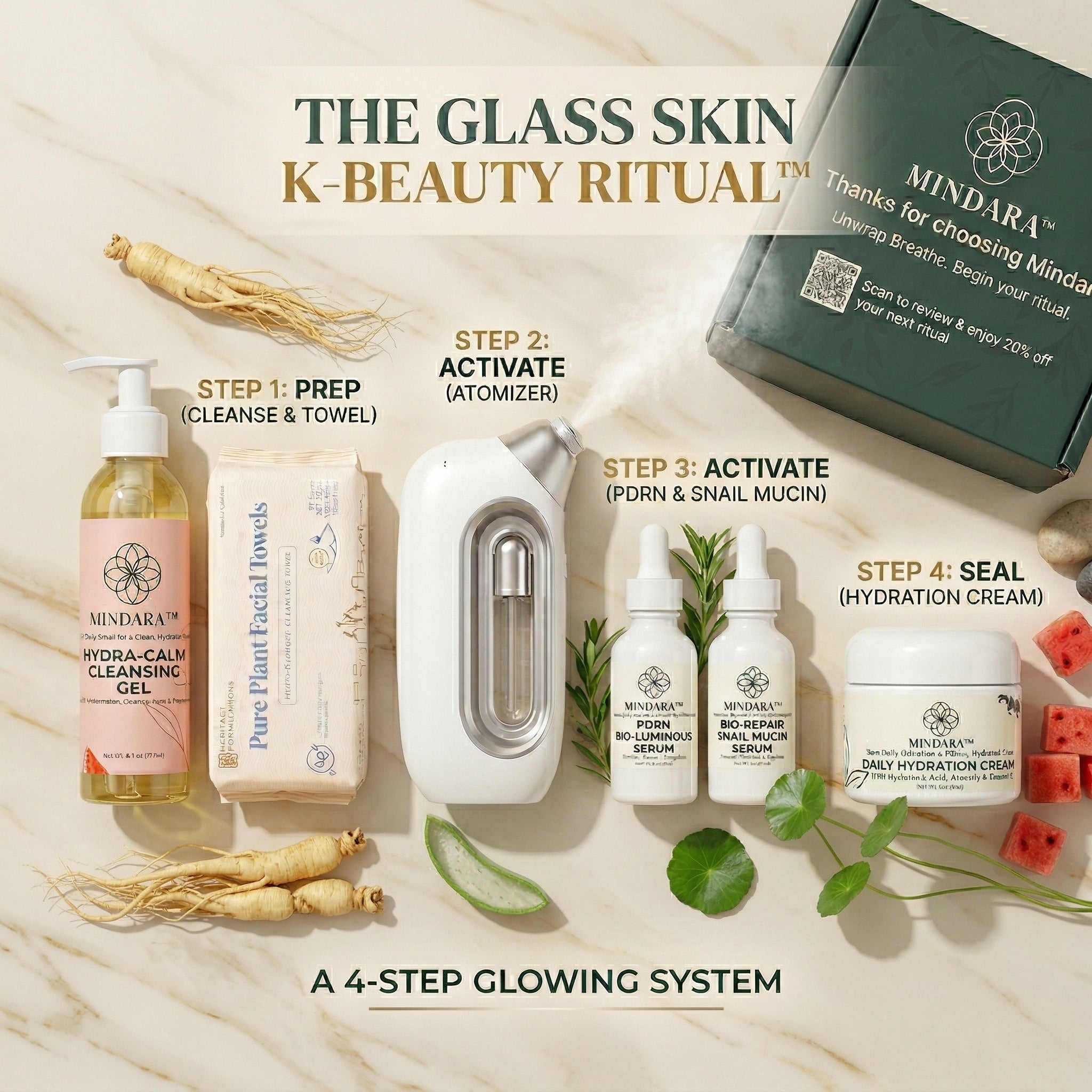 Glass Skin K - Beauty Ritual | PDRN & Snail Mucin | Mindara™ - Mymindara.com